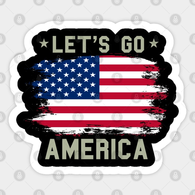 Let's Go America, Patriot US American Flag Sticker by Silly Me Studio